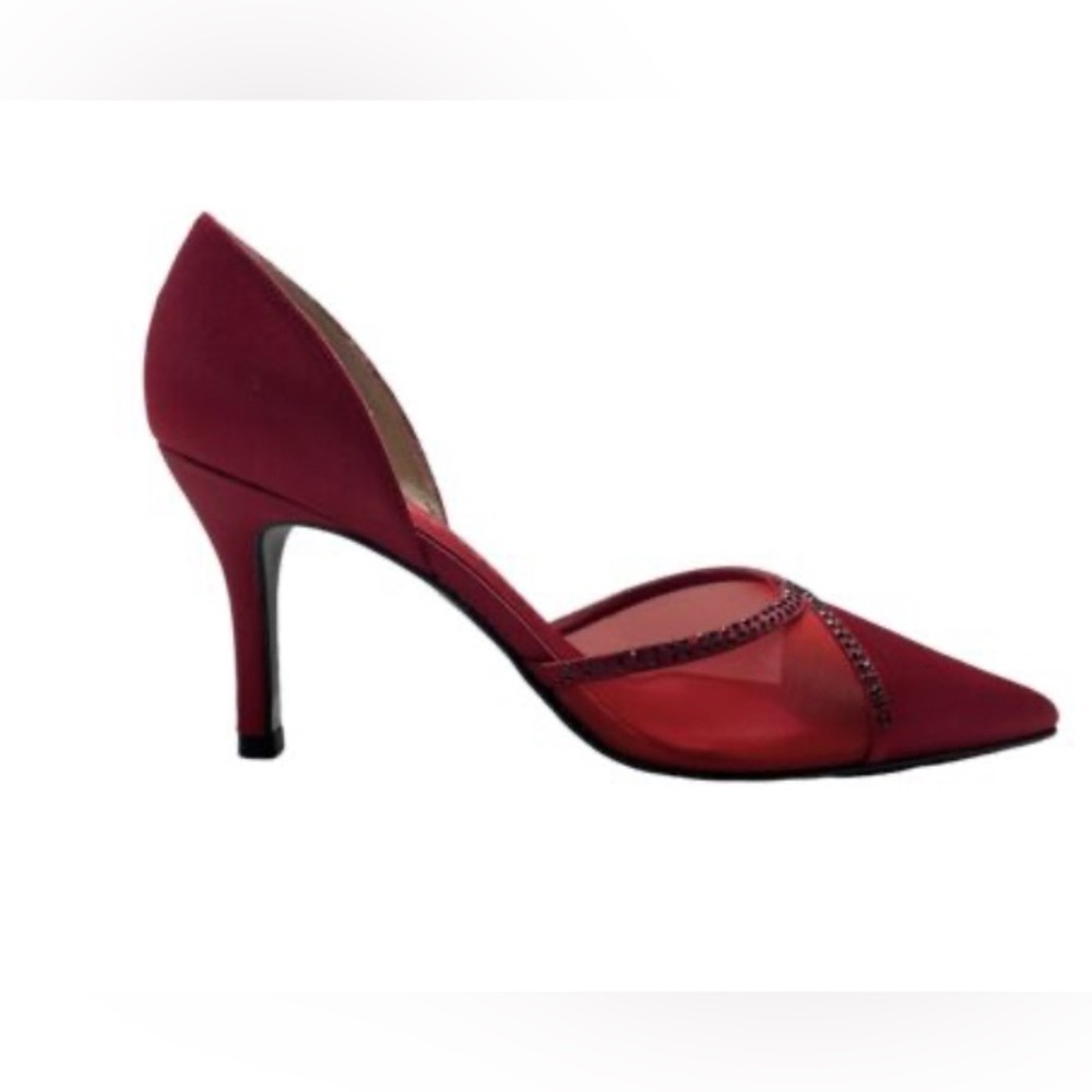 Nina Red Women’s Shoes Satin Mesh Heels Size 7M.